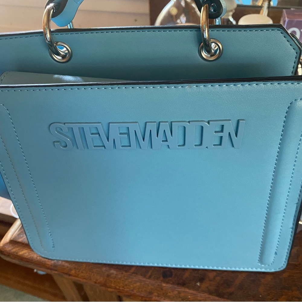 Steve Madden-BEVELYN Malibu Blue Satchel! BRAND NEW AUTHENTIC designer bag